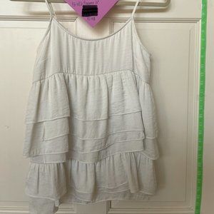 Who What Where for Anthropologie White Cotton and Poly multi layered tank